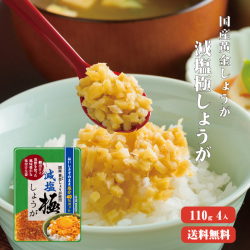 【ゆうパケット送料無料】 ご飯の友味付け極しょうが 110g×4  国産生姜 酢しょうが 黒酢 ショウガ おかず生姜 万能調味料 ご飯の友